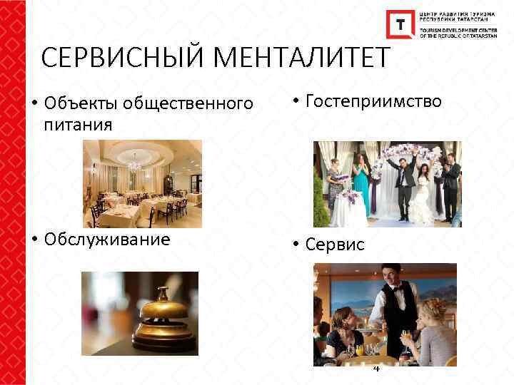 СЕРВИСНЫЙ МЕНТАЛИТЕТ • Объекты общественного питания • Гостеприимство • Обслуживание • Сервис 4 