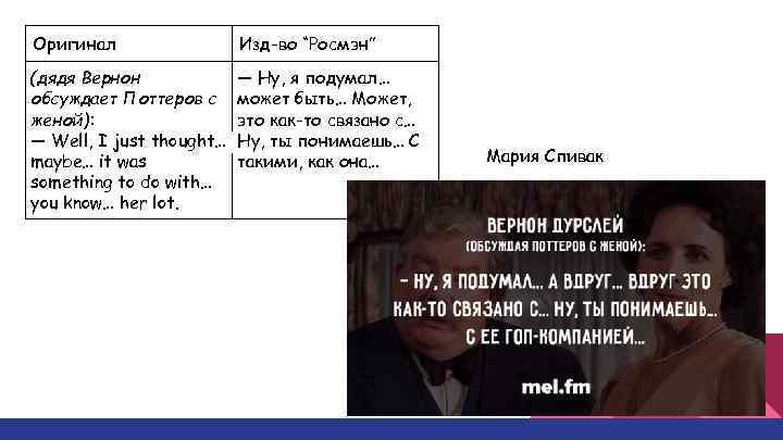 Оригинал Изд-во “Росмэн” (дядя Вернон обсуждает Поттеров с женой): — Well, I just thought…