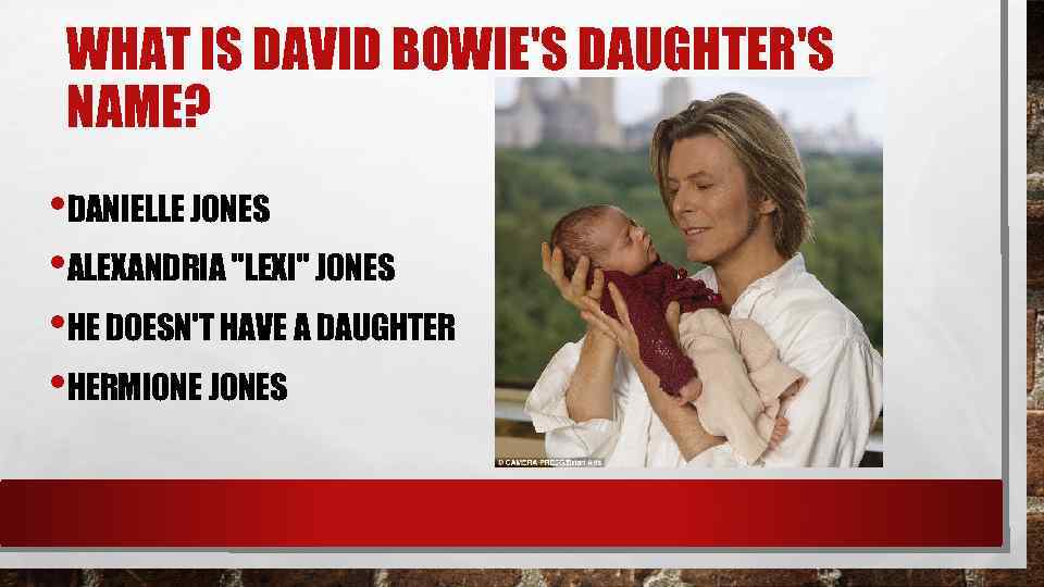 WHAT IS DAVID BOWIE'S DAUGHTER'S NAME? • DANIELLE JONES • ALEXANDRIA 
