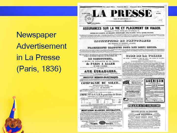 Newspaper Advertisement in La Presse (Paris, 1836) 