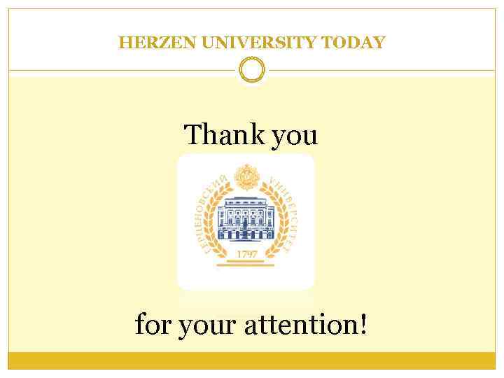 HERZEN UNIVERSITY TODAY Thank you for your attention! 