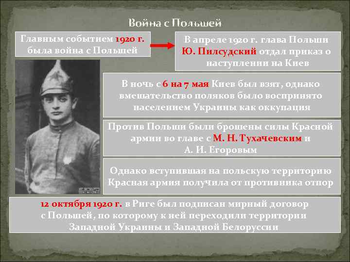 Война с Польшей Главным событием 1920 г. была война с Польшей В апреле 1920