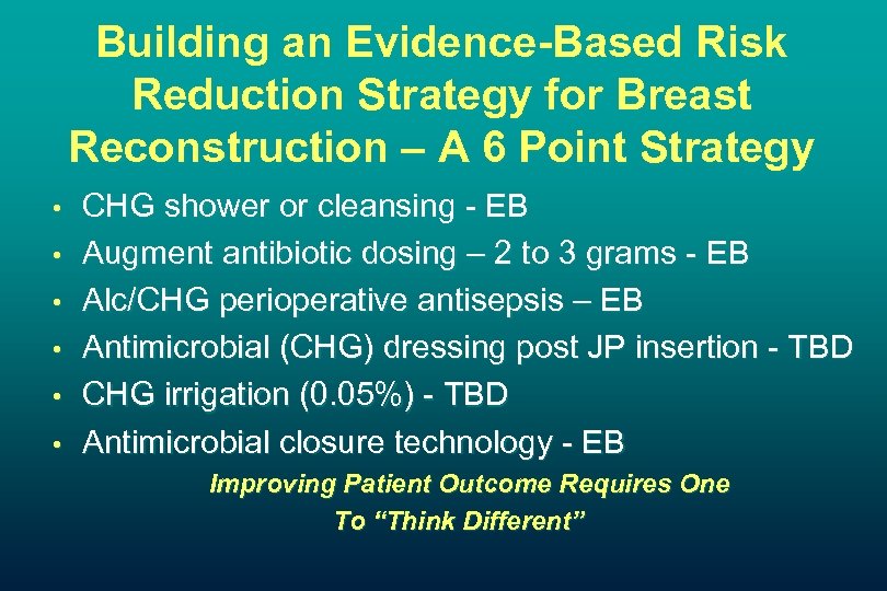 Building an Evidence-Based Risk Reduction Strategy for Breast Reconstruction – A 6 Point Strategy