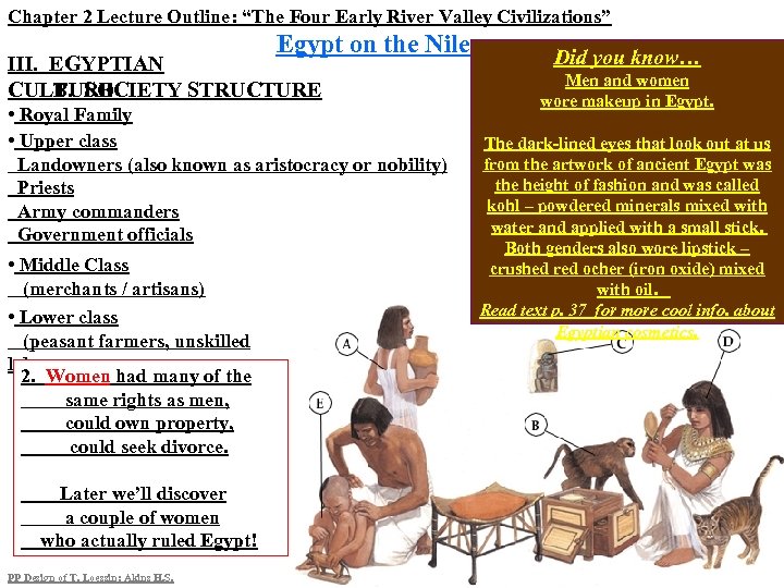 Chapter 2 Lecture Outline: “The Four Early River Valley Civilizations” Egypt on the Nile