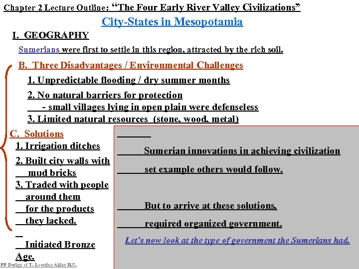 Chapter 2 Lecture Outline: “The Four Early River Valley Civilizations” City-States in Mesopotamia I.