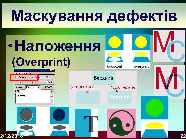 Маскування дефектів • Наложення (Overprint) 2/12/2018 22 