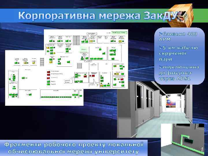 Корпоративна мережа Зак. ДУ Ø близько 400 АРМ Ø 5 км кабелю скрученої пари
