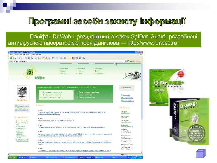 Програмні засоби захисту інформації Поліфаг Dr. Web і резидентний сторож Sp. IDer Guard, розроблені