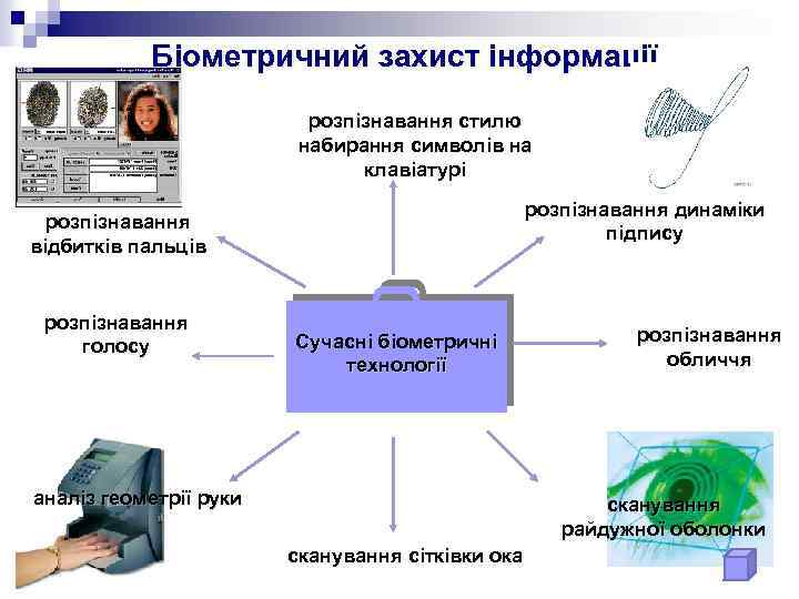 Біометричний захист інформації розпізнавання стилю набирання символів на клавіатурі розпізнавання динаміки підпису розпізнавання відбитків