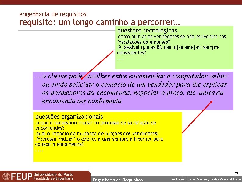 engenharia de requisitos requisito: um longo caminho a percorrer… questões tecnológicas como alertar os