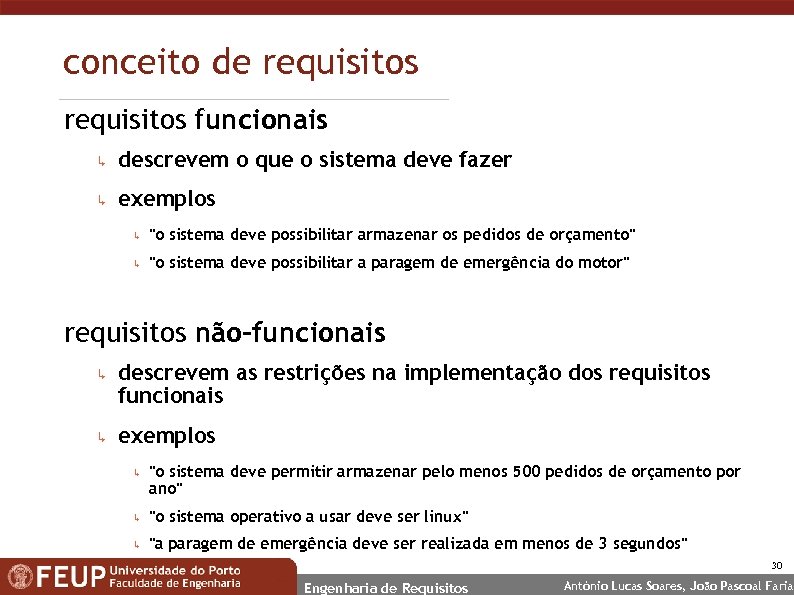 conceito de requisitos funcionais ↳ descrevem o que o sistema deve fazer ↳ exemplos