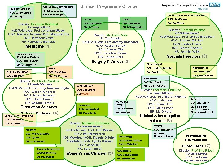 Specialist & Elderly Medicine Emergency Medicine Clinical Programme Groups COS: Des Johnston COS: William