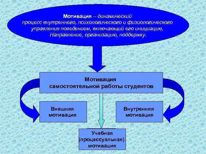 Мотивация – динамический процесс внутреннего, психологического и физиологического управления поведением, включающий его инициацию, Направление,