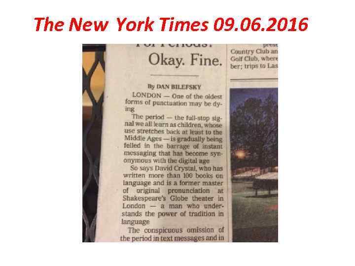 The New York Times 09. 06. 2016 