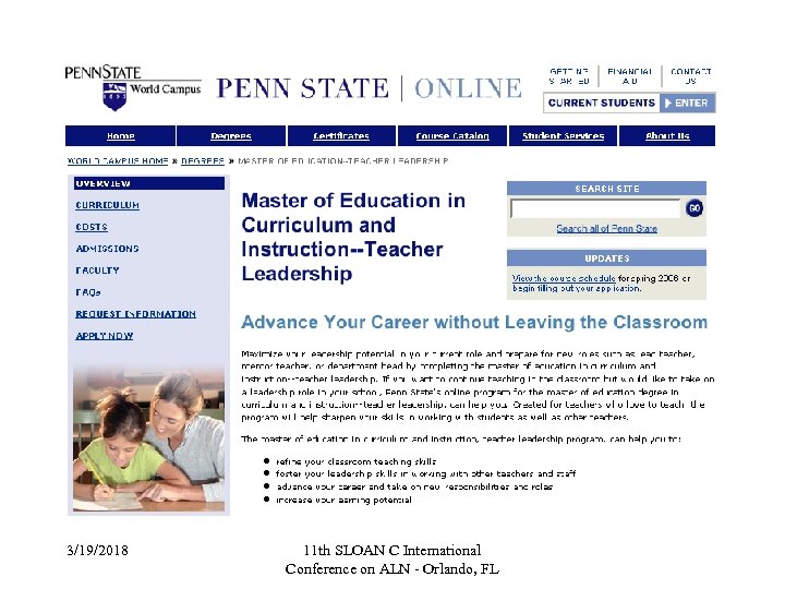 3/19/2018 11 th SLOAN C International Conference on ALN - Orlando, FL 