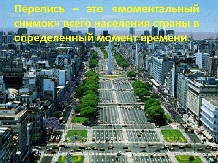 Перепись – это «моментальный снимок» всего населения страны в определенный момент времени. 