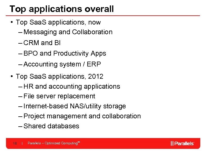 Top applications overall • Top Saa. S applications, now – Messaging and Collaboration –