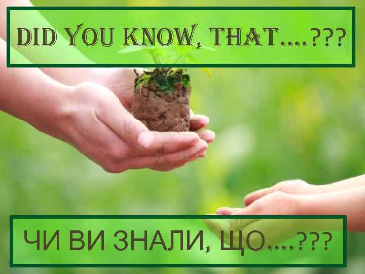did you Know, that. . ? ? ? ЧИ ВИ ЗНАЛИ, ЩО. . ?