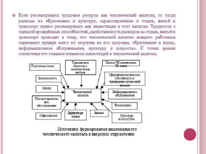  Если рассматривать трудовые ресурсы как человеческий капитал, то тогда расходы на образование и