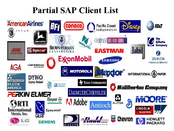 Partial SAP Client List Spacenet 