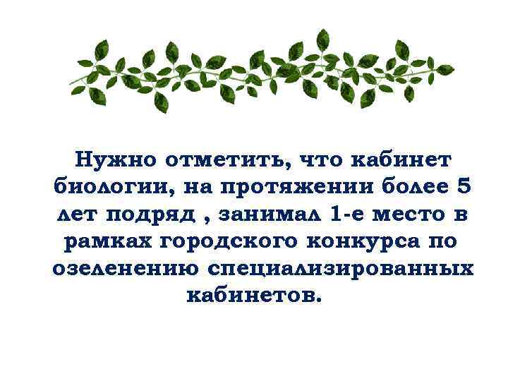 Нужно отметить, что кабинет биологии, на протяжении более 5 лет подряд , занимал 1