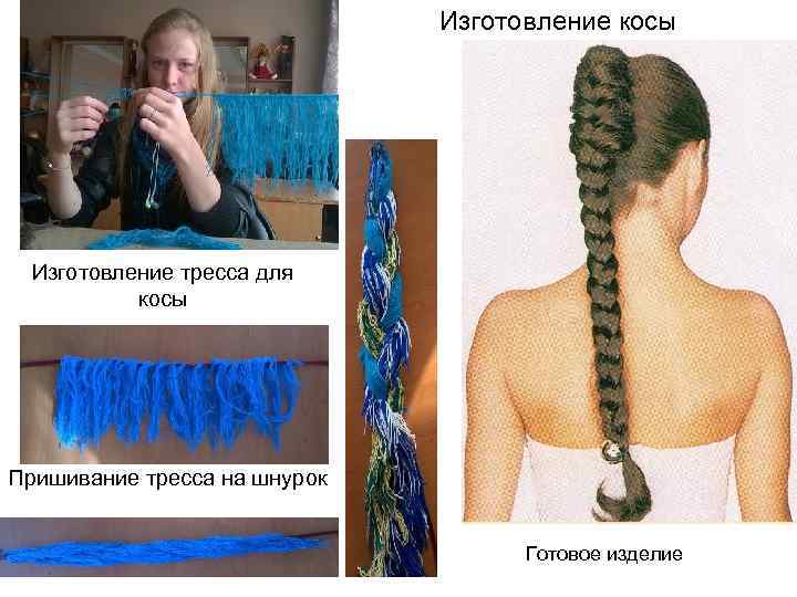 Изготовление косы Изготовление тресса для косы Пришивание тресса на шнурок Готовое изделие 