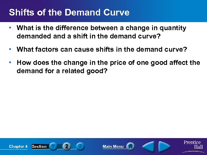 Shifts of the Demand Curve • What is the difference between a change in