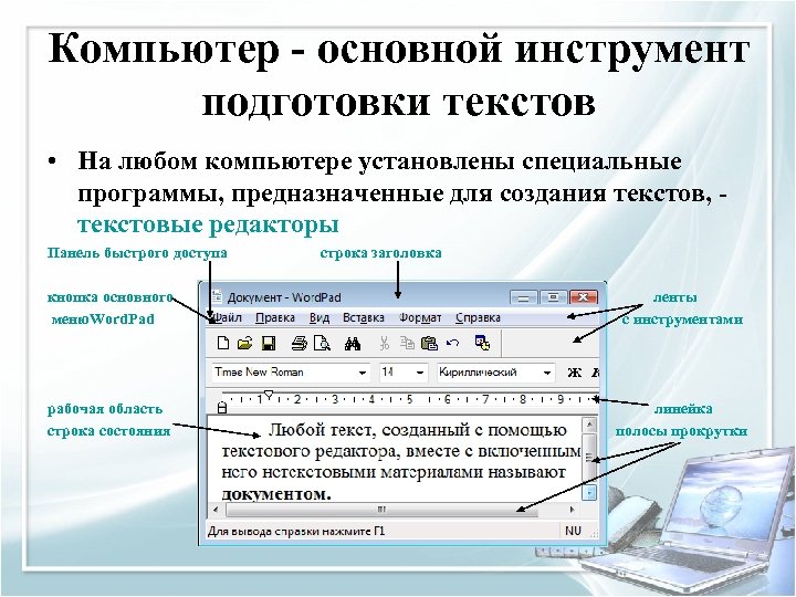 Текст как форма представления информации компьютер основной инструмент подготовки текстов