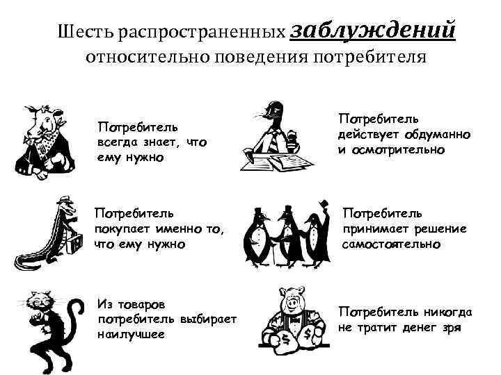 Шесть распространенных заблуждений относительно поведения потребителя Потребитель всегда знает, что ему нужно Потребитель покупает