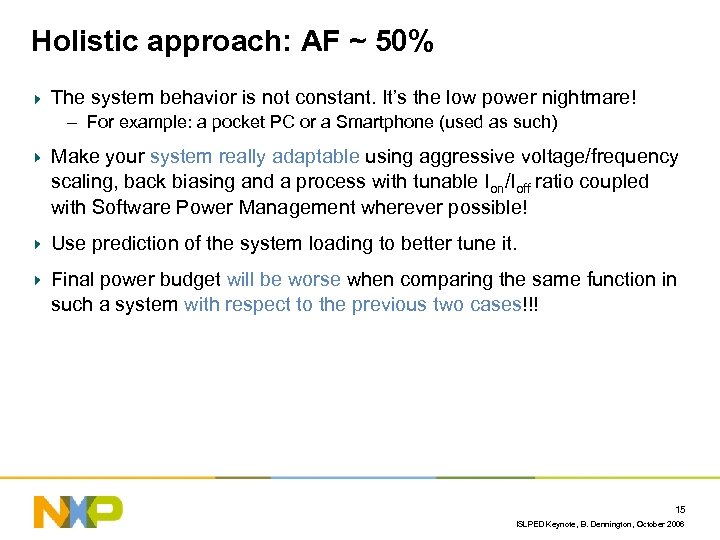 Holistic approach: AF ~ 50% The system behavior is not constant. It’s the low