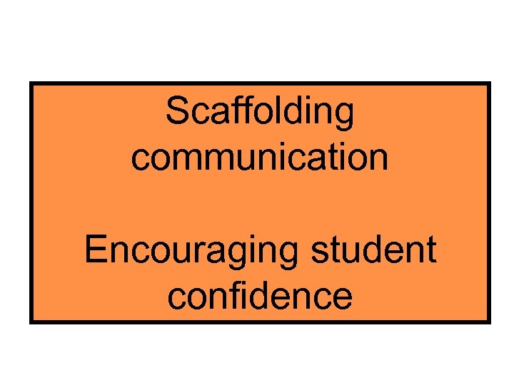 Scaffolding communication Encouraging student confidence 
