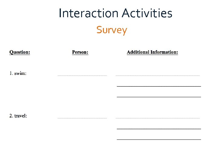 Interaction Activities Survey 