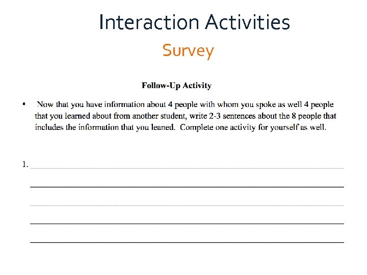 Interaction Activities Survey 