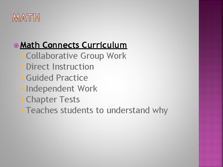  Math Connects Curriculum Collaborative Group Work Direct Instruction Guided Practice Independent Work Chapter