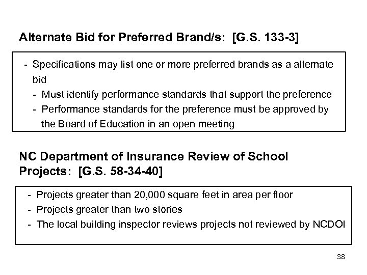 Alternate Bid for Preferred Brand/s: [G. S. 133 -3] - Specifications may list one