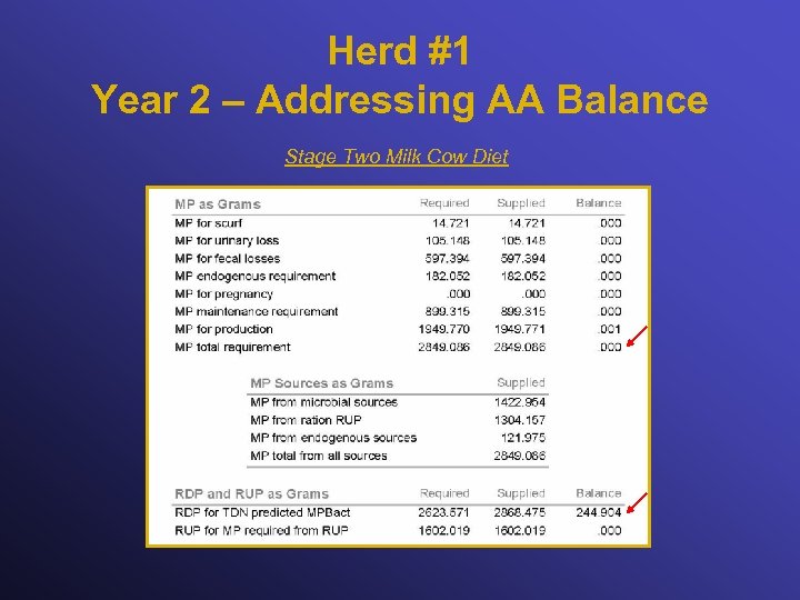Herd #1 Year 2 – Addressing AA Balance Stage Two Milk Cow Diet 