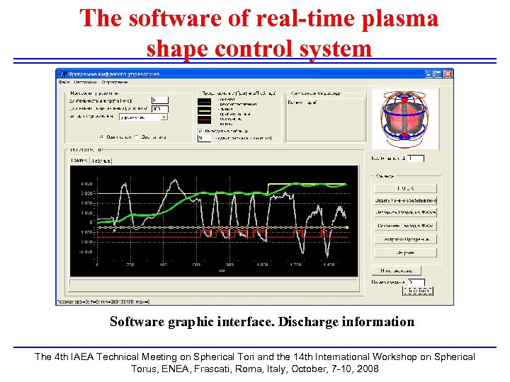 The software of real-time plasma shape control system Software graphic interface. Discharge information The