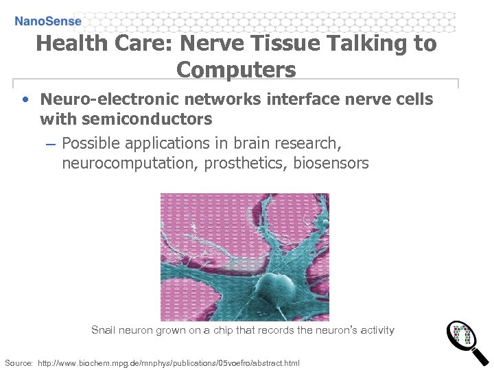 Health Care: Nerve Tissue Talking to Computers • Neuro-electronic networks interface nerve cells with