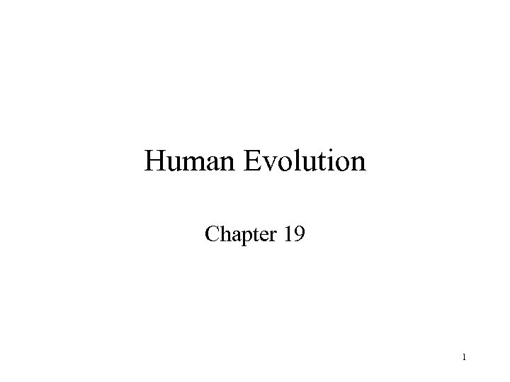 Human Evolution Chapter 19 1 