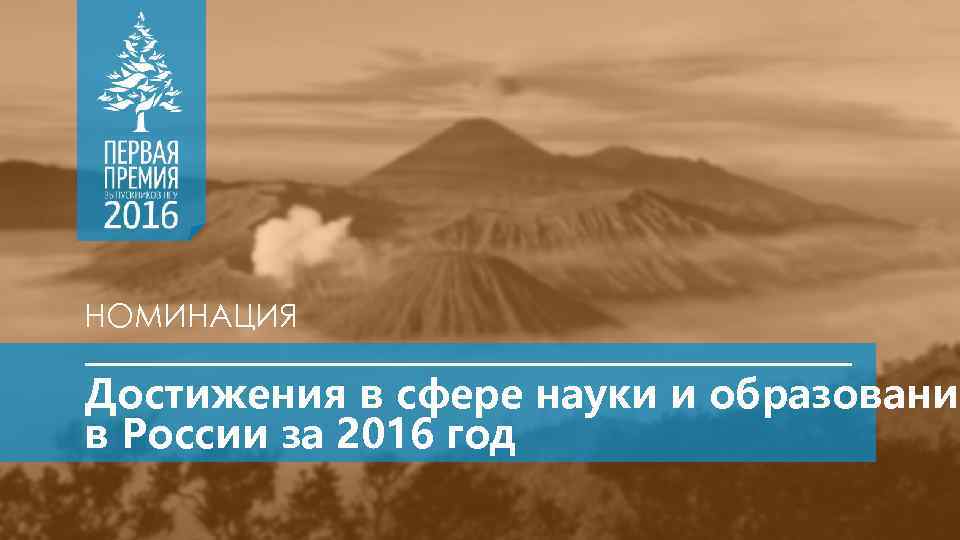 НОМИНАЦИЯ Достижения в сфере науки и образования в России за 2016 год 