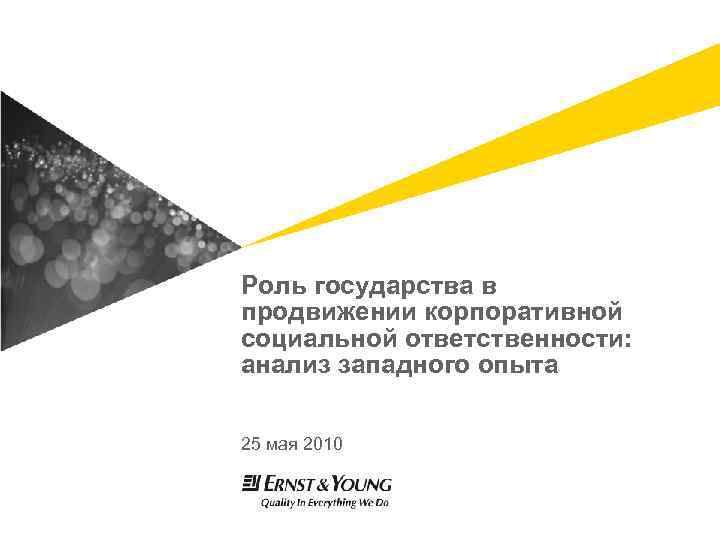 Роль государства в продвижении корпоративной социальной ответственности: анализ западного опыта 25 мая 2010 