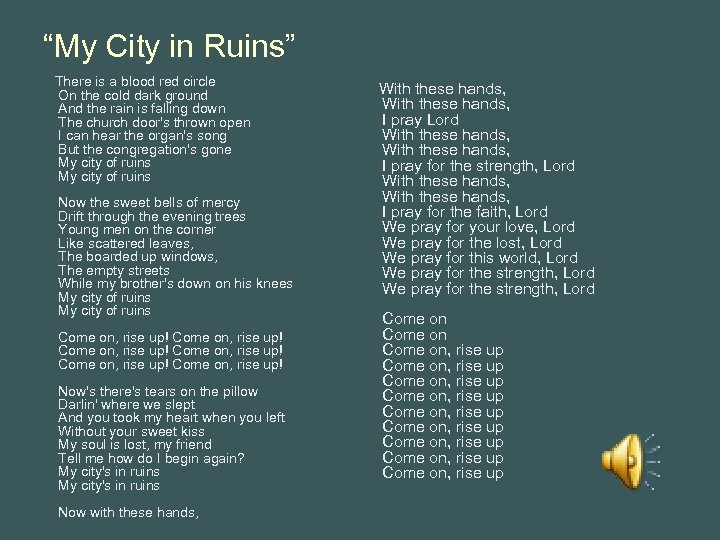 “My City in Ruins” There is a blood red circle On the cold dark