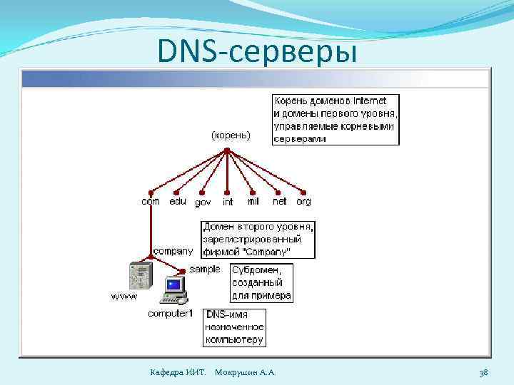 DNS-серверы Кафедра ИИТ. Мокрушин А. А. 38 