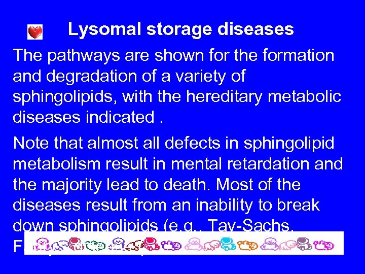 Lysomal storage diseases The pathways are shown for the formation and degradation of a