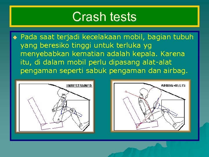 Crash tests u Pada saat terjadi kecelakaan mobil, bagian tubuh yang beresiko tinggi untuk