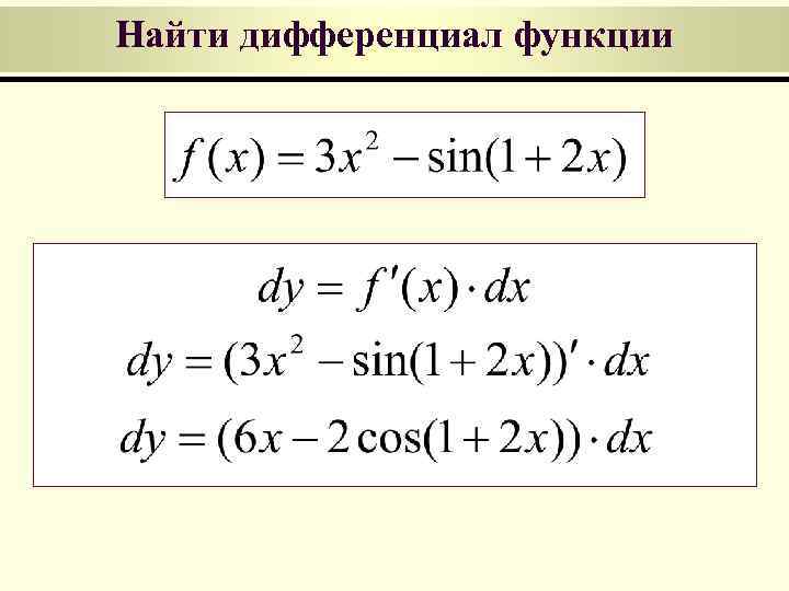 Найти дифференциал функции 