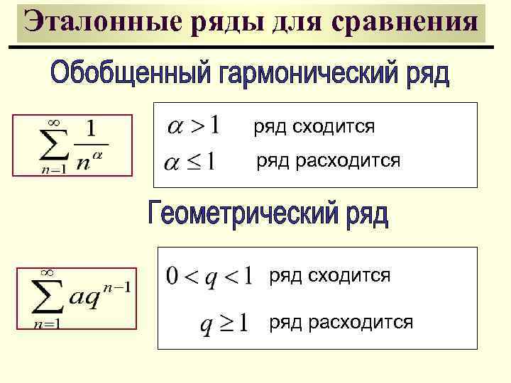 Признак сравнения рядов sin