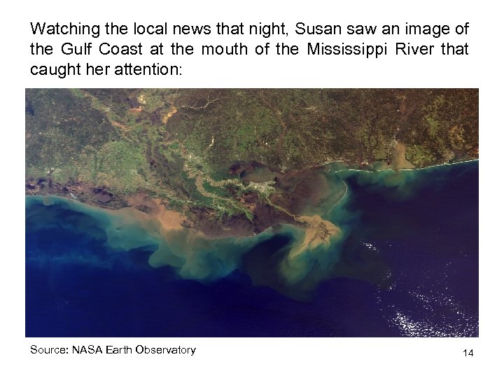 Watching the local news that night, Susan saw an image of the Gulf Coast