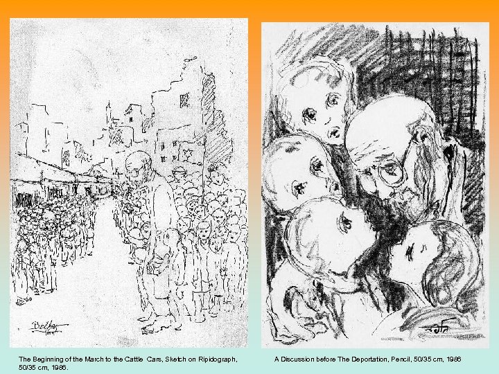 The Beginning of the March to the Cattle Cars, Sketch on Ripidograph, 50/35 cm,