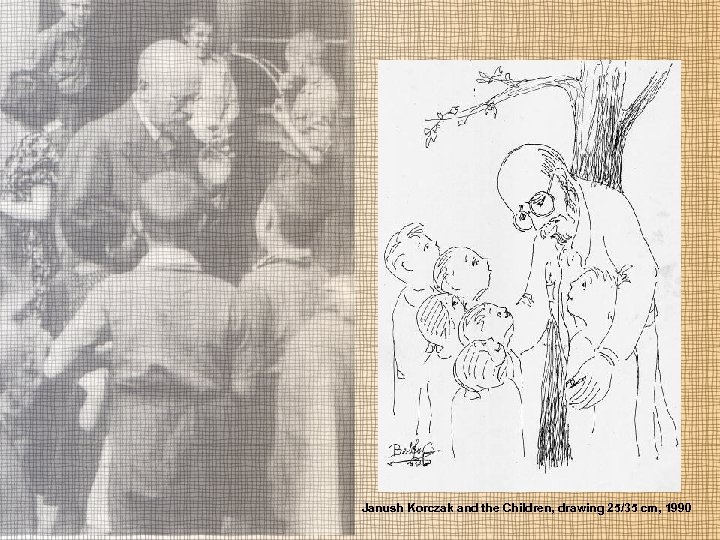 Janush Korczak and the Children, drawing 25/35 cm, 1990 